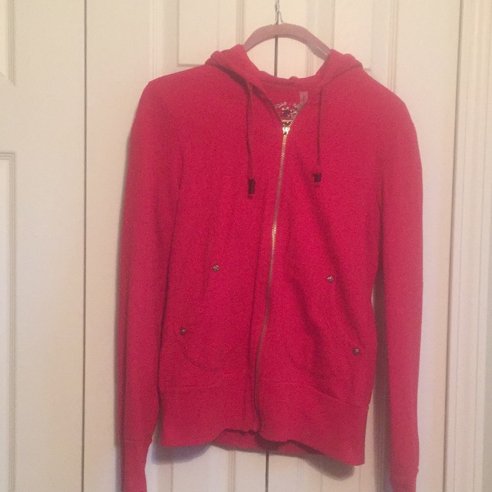 Adorable red with black rose appliqué hoodie